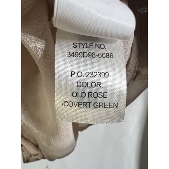 Paige Women’s Dress S Old Rose Covert Green Floral Silk V-Neck Long Sleeve Mini - Picture 9 of 11